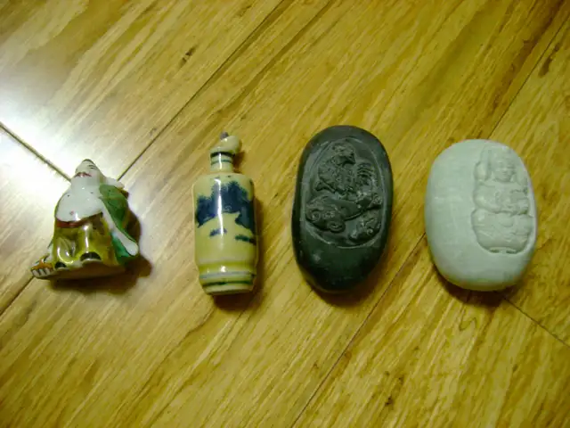 2 CARVING STONES AND 1 BOTTLE AND 1 STATUS632346284606751220