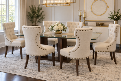 Elegant Linen Dining Chairs – Set of 6 | $750, View more