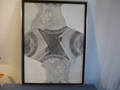 UNIQUE & COLLECTIBLE GLASS FRAME-B/W PRINT OF KING-25" X 19", View more