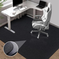 Black Office Chair Mat for Hardwood Floor: 63" x 51"