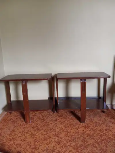 Antique wooden matching end tables, View more