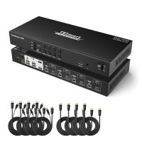 TESmart Commutateur KVM HDMI à double moniteur, 4 ordinateurs, 2