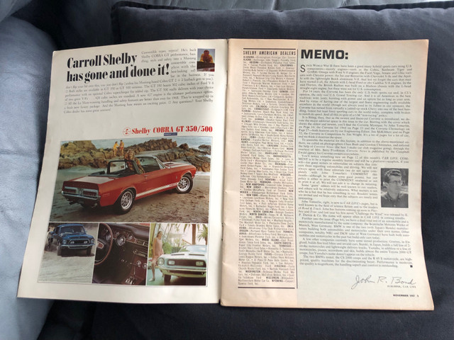 Vintage automobile magazine. CAR LIFE November 1967. Corvette! in Magazines in Hamilton - Image 2
