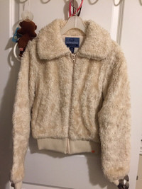 Teddy bear white furry jacket small
