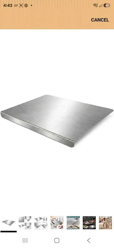 Lipped Stainless Steel Cutting Board, 19.7" L x 19.7" W for Kitchen Counter 304 Stainless Steel Heav...