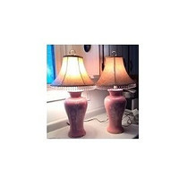 Beautiful Pink Porcelain Lamps with Flowers