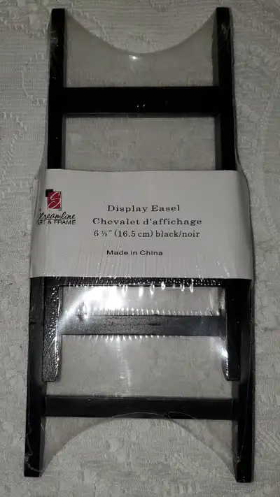 Dimensions of black "Streamline Display Easel"-Height-22.5cm. Width-10cm.
