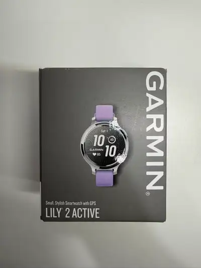 Selling a brand new, factory sealed Garmin Lily 2 Active smart watch. Features a classic patterned l...