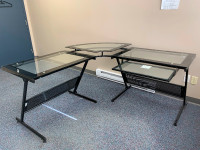 Delano glass L- shaped desk-Z line design