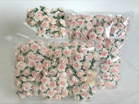 260 Open Rose Mulberry Paper Flowers in Pink and off-White Roses