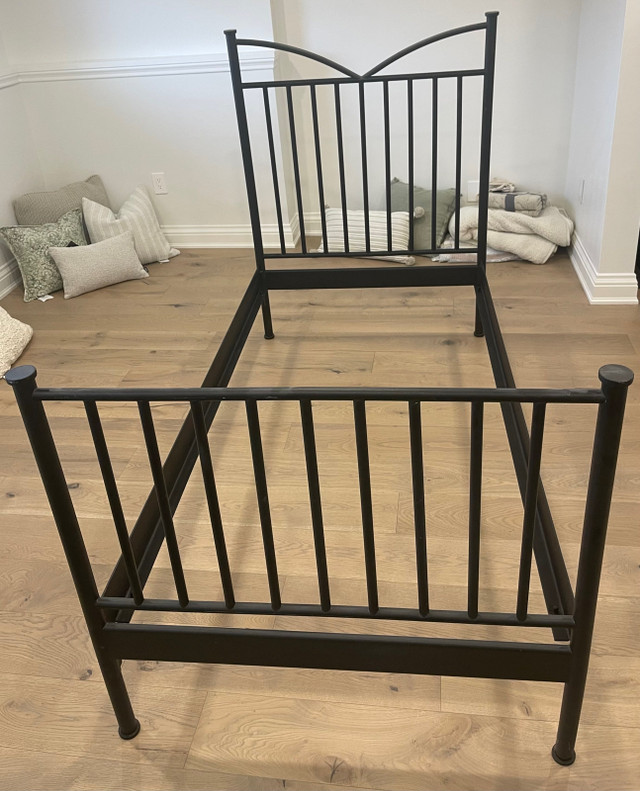 Bed frames - double solid wood, single black metal in Beds & Mattresses in St. Catharines - Image 4