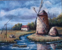 Painting "Old windmill". Handmade, streched canvas, oil.