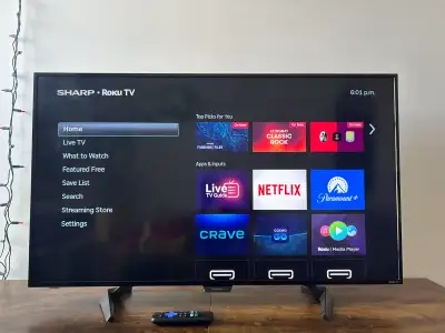 Sharp 43” Roku Smart TV – Excellent Condition – Includes Remote, View more