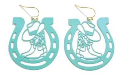 Horseshoe western Earrings with boots/hat - new - pick up NE, View more