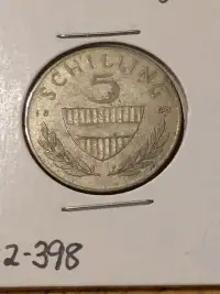 1961 Austria 5 schilling .640 silver coin KM #2889, #2012-398