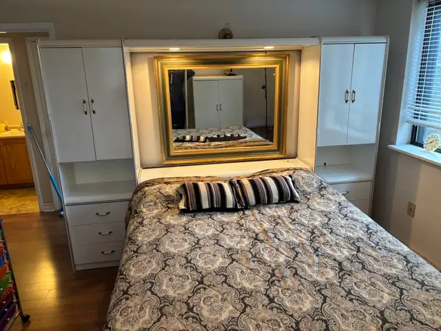 Queen Bookcase Headboard + Wardrobe in Dressers & Wardrobes in St. Catharines - Image 3