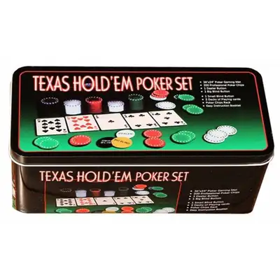 I’m selling a new, unopened, Texas hold’em poker, metal tin set. The tins states that it contains a...