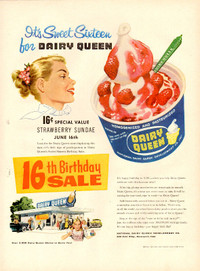 1956 large full-page, color authentic print ad for Dairy Queen