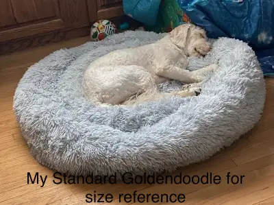 The original calming Donut Bed The one for sale is New in Package Colour~grey Size~39.4” First come...