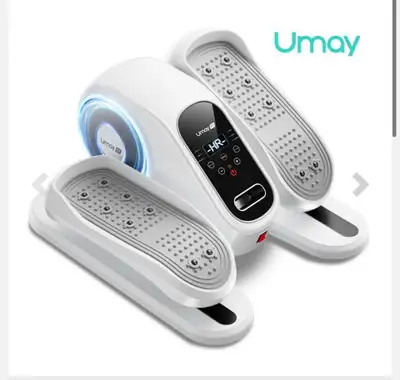 This UMAY Fitness under desk elliptical trainer offers 12 levels of resistance. It's white with a mo...