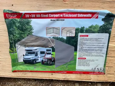Brand New 20x30 Carport Storage Shed Garage Key Features: - Vertical metal roof panels promote effic...