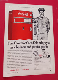 CLASSIC 1952 COCA COLA VENDING MACHINE FOR SERVICE STATIONS AD