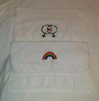 Gay Rainbow Womens Symbol LGBTQ Novelty Hand Towels, St Moritz