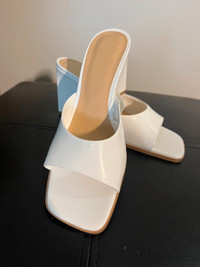 Brand new white wedge heeled Mules -7