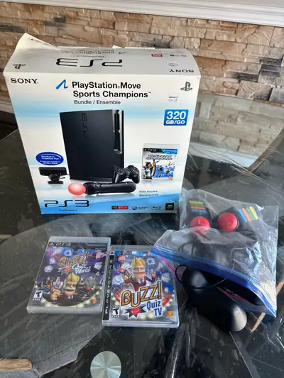 PS3 PlayStation console with Move Sports champions Bundle, View more