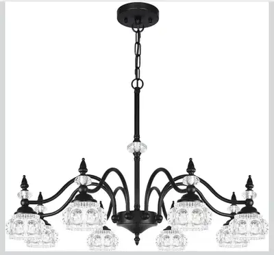 8-Light Chandeliers Light Fixture Modern Black Crystal Glass Sha, View more