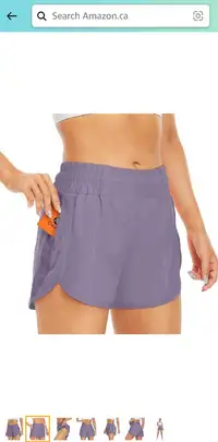 Purple High Waist Athletic Women's Shorts L