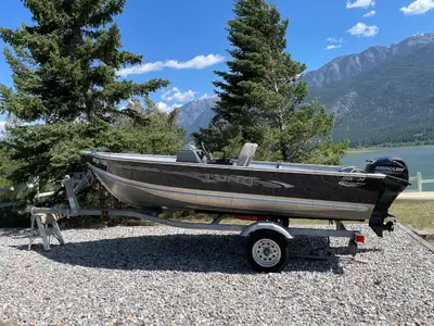 2020 Lund SSV-14 with steering wheel and extra seat. Mercury four stroke 20hp engine and trailer. Bo...