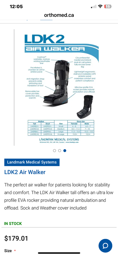 BRAND NEW LDK2 Air Walker Orthopedic Walking Boot /Size 6-8 W, View more