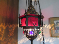 #123 Rare Vtg Converted Hanging Middle Eastern Sanctuary Lantern