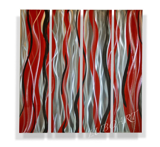 Aluminum wall decor Art Painting modern metal 31x30" red, black in Holiday, Event & Seasonal in Barrie - Image 3