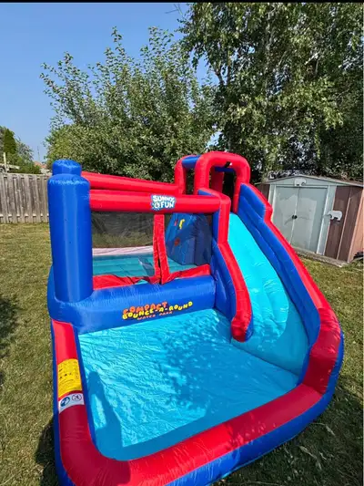 A-Round Inflatable Water Slide Park with Bounce House on Rent, View more