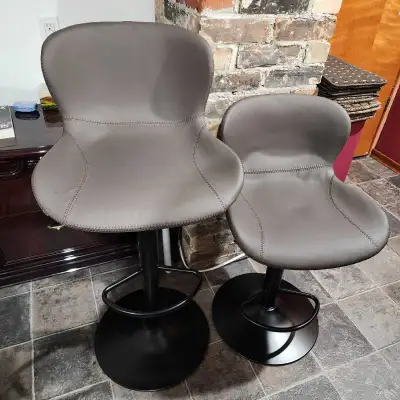 Brown swivel height adjustable barstools, mildly used, View more