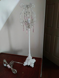 Traditional Chandelier Accent Table Lamp Pink Clear Faux