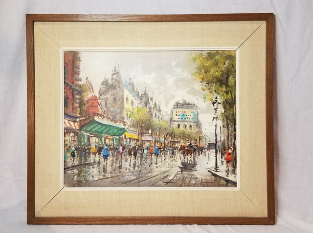 Moulin Rouge Paris scene mcm A DeVity oil painting original 1950 in Arts & Collectibles in Ottawa