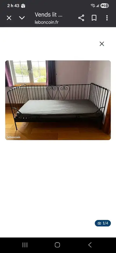 lit simple en métal , View more