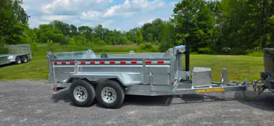 2026 Brand new, just arrived INSTOCK!! Galvanized dump trailer 7x12 7 ton Ramps Hd spring return fro...