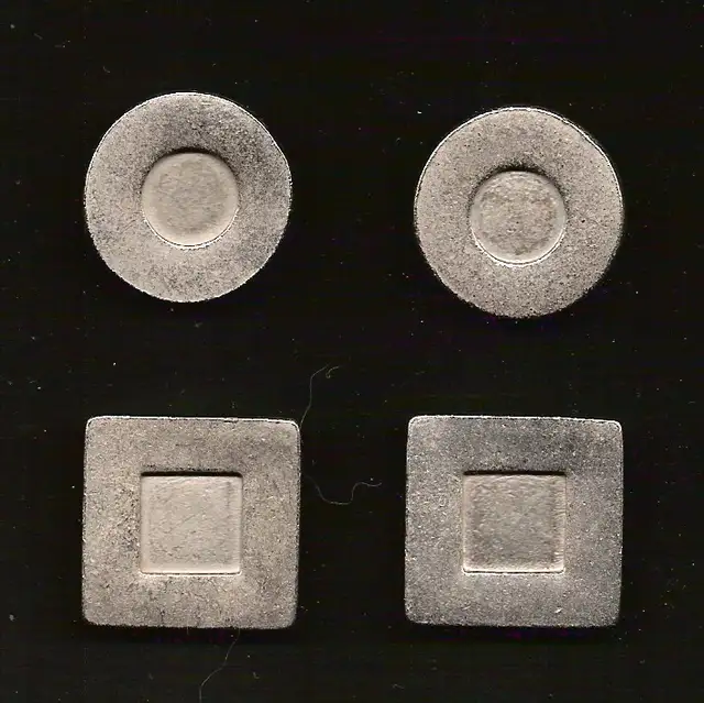 4 Vintage Silver-tone Metal Suit Coat BUTTONS 1" Square & Round