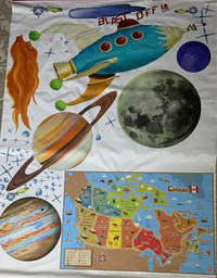 Extra Large Outer Space Repositionable Stickers With Canada Map 