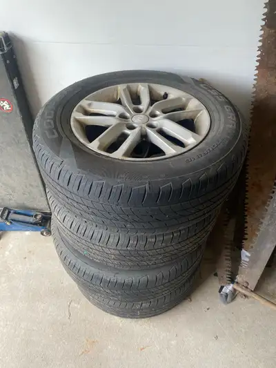 4 alloy rims with copper tires 235/65R17. Good enough for a couple more summers worth of driving.