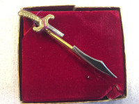 Vintage Hickok Tie Clip Pin Bar Sword Sabre Two Tone Gold Silver