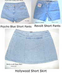 Jeans Shorts Psycho 9 pants, Revolt 33 pants, Hollywood skirt 34
