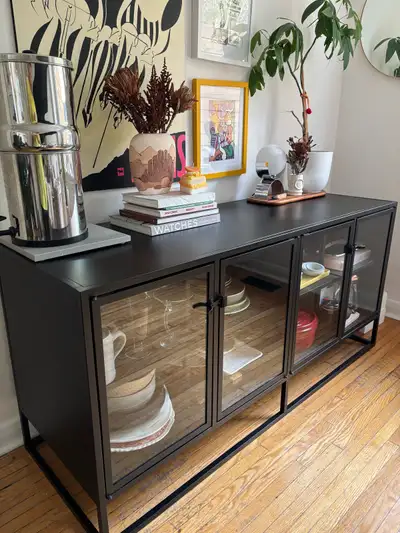 Crate and Barrel Black Metal and Glass Display Cabinet, View more