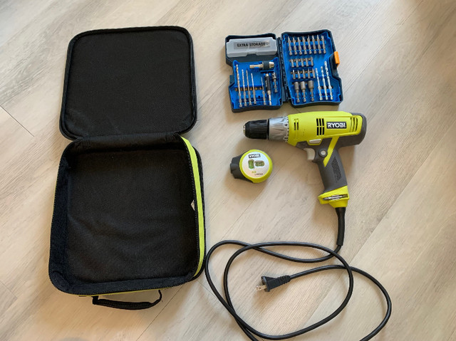 Ryobi Corded Drill/Driver with Laser Level, Bit Set, and Bag in Power Tools in St. Catharines