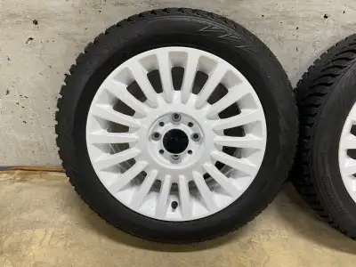 OEM Fiat 500 15" Multispoke Rims 4x98 - Powder Coated Gloss White. with Nexen Winguard winSpike WH62...