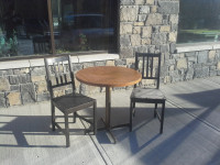 Good quality steel base table and two matching ikea chairs.